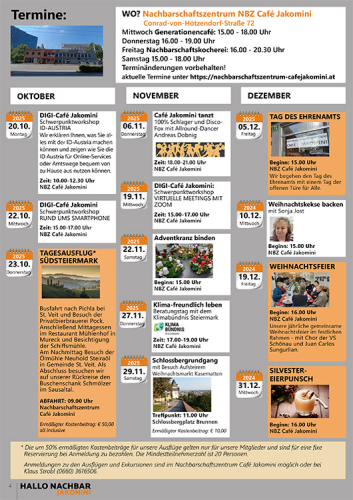 Nachbarschaftszentrum 6.11.2025  Jakomin mit Andreas Friends Tanzen  06644512100  AllroundDancer Dj Buchen